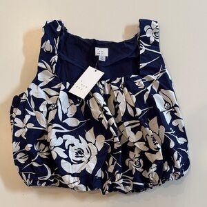 A New Day Navy and White Floral Crop Top